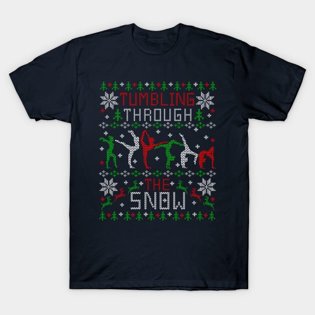 Tumbling Gymnastics Ugly Christmas Sweater Party Shirt T-Shirt by TeeCreations